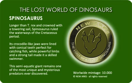 Spinosaurus coin obverse — New Arks collection logo